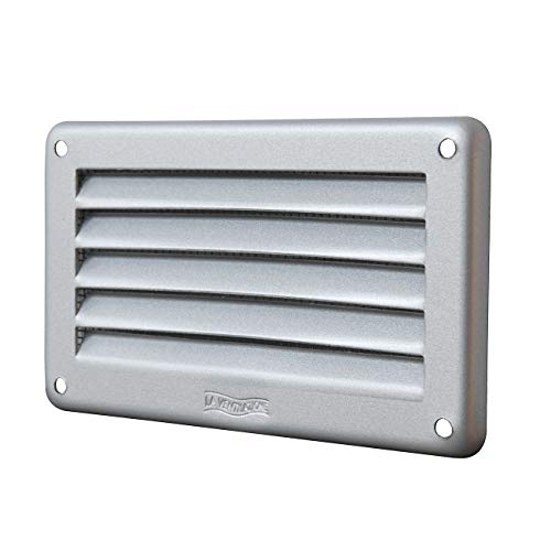 La Ventilazione GAL106R Rechteckiges Lüftungsgitter aus Aluminium, silberfarben, zum Überziehen, mit Insektennetz, 100 x 60 mm von La Ventilazione