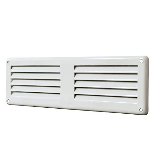 La Ventilazione GL206RB Lüftungsgitter rechteckig weiß lackiertes Blech Überlappung mit Insektennetz Maße 200 x 60 mm von La Ventilazione