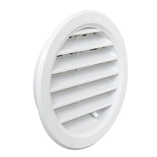 La Ventilazione T10DRB Rundes Kunststoff-Lüftungsgitter für Einbau, weiß, Durchmesser 97 mm (innen), 120 mm (außen) von La Ventilazione