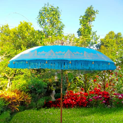 La Vida en Led Balinesischer Sonnenschirm Blau oder Türkis Sonnenschirm 3 Meter Durchmesser Paradise Luhur (Türkis) von La Vida en Led