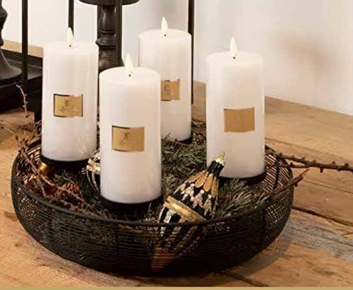 Adventkranz Kranz Schalenleuchter f. 4 Stumpen Kerzen Schwarz Deko Vintage Ø 36,5 cm von La Vida