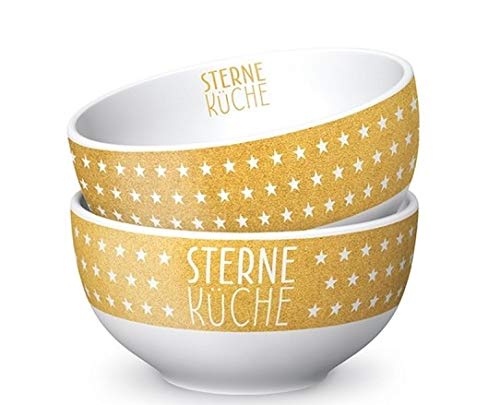 Geschenk Für Dich :-) Müslischale STERNEKÜCHE Gold Sterne D. 13cm H. 7cm Kitchen Porzellan La Vida von Geschenk Für Dich :-)