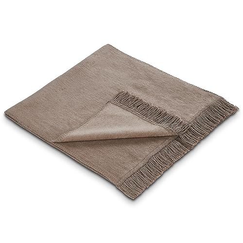 La Vida Sesselschoner Überwurf Tages-Decke in braun - Oeko-TEX® Zertifiziert, 200x50 cm, Sofaläufer mit Fransen, Baumwollmischung bis 40 °C waschbar, Schutz für Sessel, Sofa, Couch & Bett von La Vida