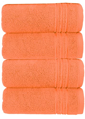 La Vida Premium Handtuch-Set 4-teilig Orange, 100% Frottee-Baumwolle, 480g/m², weich und saugstark, fürs Badezimmer, Oeko-Tex 100 Zertifiziert, 4 x Handtuch 50x100 cm von La Vida