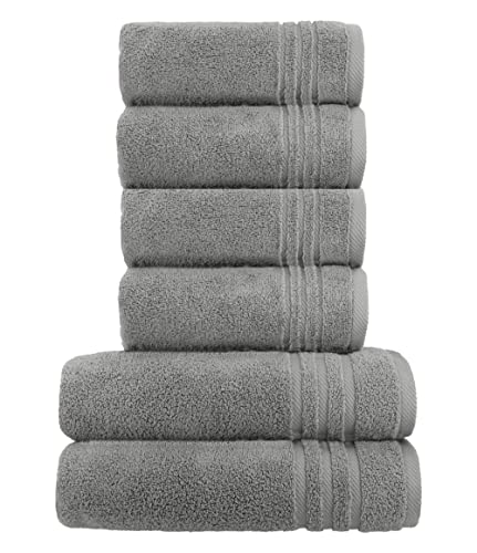 La Vida Premium Handtuch-Set 6-teilig Anthrazit, 100% Frottee-Baumwolle, 480g/m², weich und saugstark, fürs Badezimmer, Oeko-Tex 100 Zertifiziert, 4X Handtuch + 2X Duschtuch von La Vida