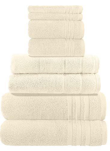 La Vida Premium Handtuch-Set 8-teilig Champagner, 100% Frottee-Baumwolle, 480g/m², Weich Saugstark, Fürs Badezimmer, Oeko-Tex 100 Zertifiziert, Bade-, Dusch-, Hand- und Gästetuch von La Vida