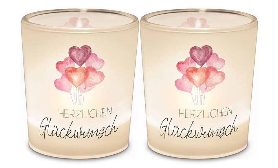 La Vida Windlicht Licht + Teelicht D6H6 "Herzlichen Glückwunsch" von La Vida