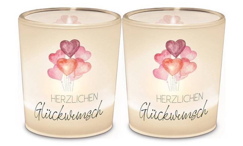 La Vida Windlicht Licht + Teelicht D6H6 "Herzlichen Glückwunsch" von La Vida