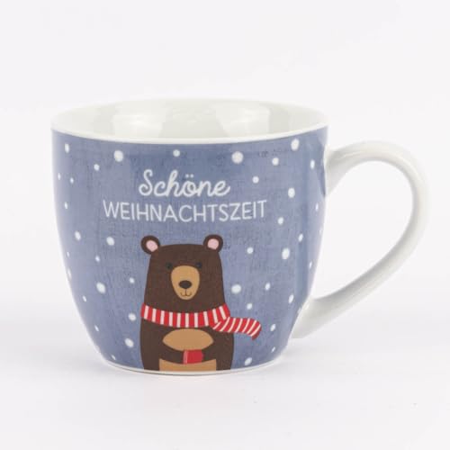 Maxi Tasse aus Porzellan Schöne Weihnachtszeit Bär Schnee blau 400ml von La Vida von La Vida