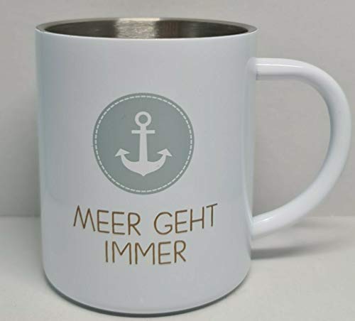 Thermo Becher/Tasse aus doppelwandigem Edelstahl, Maritim, Meer geht Immer von La Vida