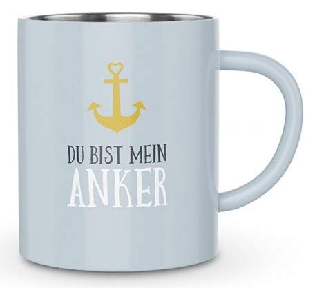 Thermo Becher / Tasse aus doppelwandigem Edelstahl, Maritim, Du bist mein Anker von La Vida