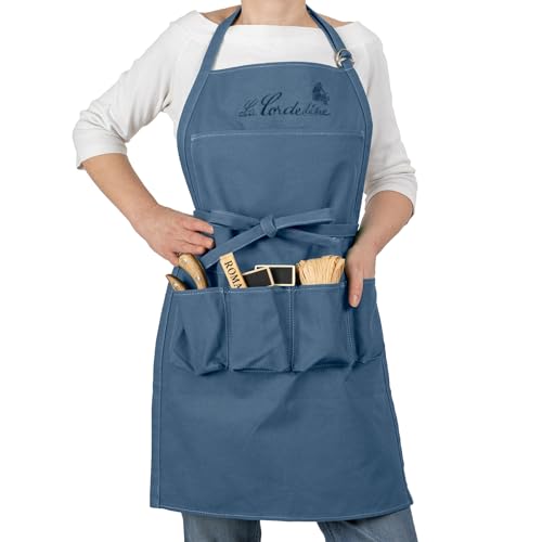 La Cordeline Unisex Schürze mit mehreren Taschen, verstellbar, Farbe Blau, für Garten, Küche, Basteln von La cordeline