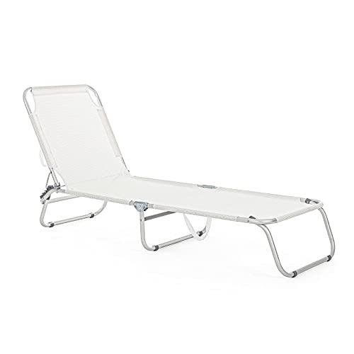 La zappa Klappbare Sonnenliege Cross aus Textilene für Strand und Balkon (weiß) von La zappa