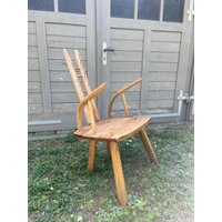 Armlehnstuhl " Abel" Von La Artefact, Limitierte Serie, Signierte Handarbeit Brutalismus Trifft Auf Windsor von LaArtefact