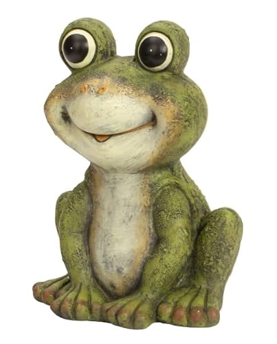 LaBelleHome Deko Frosch Garten 33 cm hoch Vorgarten Figur lachend sitzend Gartendekoration von LaBelleHome