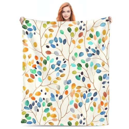 LaBuyGVT Fleecedecke, florales Geschenk für Damen, Mädchen, für Bett, Wohnzimmer, Bettwäsche, Couch, weich, leicht, warm, gemütlich, abstrakt, bunt, Blätter, Dekoration, Überwurfdecken LaBuyGVT Fleecedecke, florales Geschenk für Damen, Mädchen, für Bett, Wohnzimmer, Bettwäsche, Couch, weich, leicht, warm, gemütlich, abstrakt, bunt, Blätter, Dekoration, Überwurfdecken von LaBuyGVT