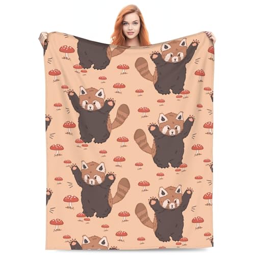 LaBuyGVT Fleecedecke, niedlicher roter Panda, Geschenke für Kinder, Mädchen, für Bett, Wohnzimmer, Bettwäsche, Couch, weich, leicht, warm, gemütlich, Pilze, Herbst-Design, Dekoration als Überwurfdecke LaBuyGVT Fleecedecke, niedlicher roter Panda, Geschenke für Kinder, Mädchen, für Bett, Wohnzimmer, Bettwäsche, Couch, weich, leicht, warm, gemütlich, Pilze, Herbst-Design, Dekoration als Überwurfdecke von LaBuyGVT