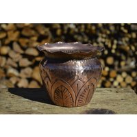 Handgefertigten Kupferkessel Verlässt Vase von LaCasadelRame