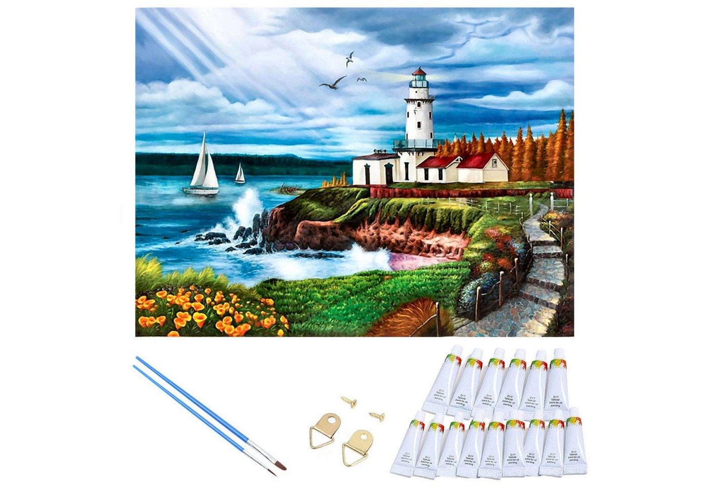 LaCute Malen nach Zahlen Leuchtturm Malset – Kreatives Malen nach Zahlen mit Rahmen 30x40cm (Komplettes Malset: Kreatives Malen nach Zahlen mit Rahmen und Farben, Malen nach Zahlen Set: Leinwand 30x40cm, Acrylfarben, Pinsel, Rahmen), Leuchtturm Malset: Hochwertige Leinwand 30x40cm Acrylfarben & Rahmen LaCute Malen nach Zahlen Leuchtturm Malset – Kreatives Malen nach Zahlen mit Rahmen 30x40cm (Komplettes Malset: Kreatives Malen nach Zahlen mit Rahmen und Farben, Malen nach Zahlen Set: Leinwand 30x40cm, Acrylfarben, Pinsel, Rahmen), Leuchtturm Malset: Hochwertige Leinwand 30x40cm Acrylfarben & Rahmen von LaCute
