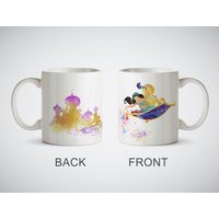 Aladdin Magic Teppich Jasmin Prinzessin Tasse Aquarell Kunstdruck Kaffee Teetasse Küche Dekor Weiße Oder Mug Bild Fliegender von LaDecorEU