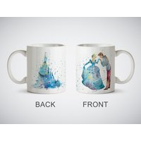 Aschenputtel Und Prinz Charming Schloss Weiß Tasse Oder Zaubertasse Aquarell Kunstdruck Kaffee Teetasse Küche Dekor Bild von LaDecorEU