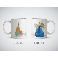 Cinderella Becher Aquarell Art Print Tasse Kaffee Tee Keramiktasse Küche Dekor Weiße Oder Magic Mug Bild Mit Kutsche von LaDecorEU