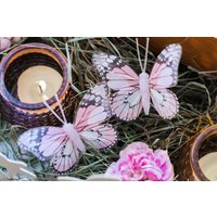 Deko Schmetterling 4 Stück | Mit Draht Frühlingsdeko Frühjahrsdeko Frühlingskranz Türkranz Geschenkidee von LaDresseria