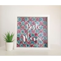 Beste Mama Seidenrosen Rahmen Personalisiertes Geschenk Für Muttertag Mom Deko Personalisierter 3D Bilderrahmen Mit Blumen Mutti von LaDuchesseAgate