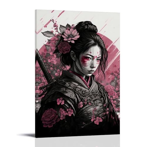 LaFegoude Geisha Samurai Art Poster Dekorative Malerei Leinwand Wandkunst Wohnzimmer Poster Schlafzimmer Malerei,Wandkunst Bilddruck Moderne Familienzimmer Dekor 08x12inch(20x30cm) von LaFegoude