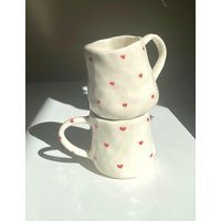 Amour Espresso Tassen Set Handgemachte Keramik Love Herz Zierlich von LaFleurArtisane