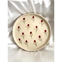 Handgemachte Steinzeug Beilagenteller Verzauberte Rose Keramik Teller Handgemachte Steinzeug Beilagenteller Verzauberte Rose Keramik Teller von LaFleurArtisane