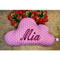 Kissen Mit Namen Wolke, Wolkenkissen Altrosa Sternen Ein Liebevolles Und Langlebiges Geburts - Taufgeschenk von LaFraiseRougeBerlin