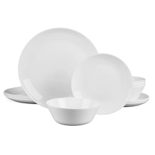 LaGlint 12 Teilig Set Tafelservice 4 Personen, Weiß Opalglas Geschirrset, Beinhaltet Müslischalen, Dessertteller und Speiseteller LaGlint 12 Teilig Set Tafelservice 4 Personen, Weiß Opalglas Geschirrset, Beinhaltet Müslischalen, Dessertteller und Speiseteller von LaGlint