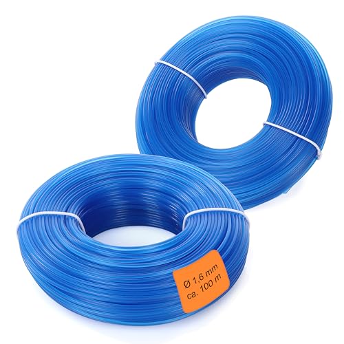 LaGreen Nylon Trimmerfaden 2er Set - Mähfaden für Rasentrimmer und Freischneider - Geeignet zum Trimmen von Rasen, Rasenkanten und Unkraut - Blau 1,6 mm x 100 m von LaGreen