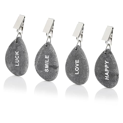 LaGreen Tischdeckenbeschwerer 4er Set - Praktische Helfer für Terrasse, Garten & Balkon - Einfache Anwendung, Wetterbeständiger Naturstein - Verschiedene Designs - ca. 42 g pro Hänger - 9 x 4,5 x 1 cm von LaGreen