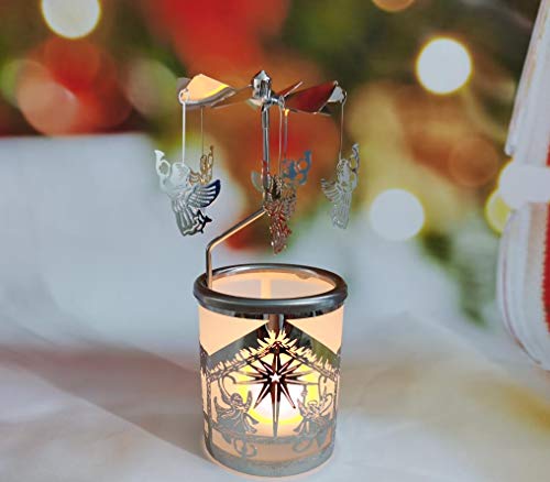Rotierender Kerzenhalter Karussell-Teelichter Kerzenhalter mit Metallaroma Heimdekoration mit Engel Weihnachten SchneeflockeMuster Geschenk für Hochzeit Valentinstag Braut Frau Geburtstag… von LaJao