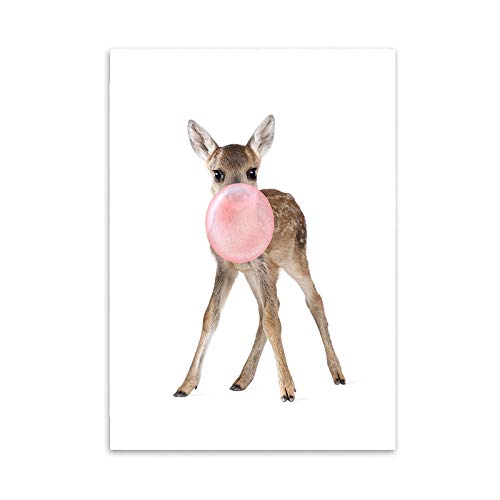 Hochwertiger Leinwanddruck mit süßem Bambi Bild als Motiv in A4 21 x 30 cm (ohne Rahmen) - Kinderbild | Kinderzimmer | Kunstdruck | moderne | Poster | Print | Leinwandbild | Wandbild | Plakat | DINA4 von LaLe Living