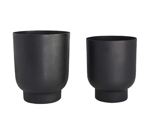 LaLe Living Blumentopf 2er Set Ayaz in Schwarz, Ø13/15 cm von LaLe Living
