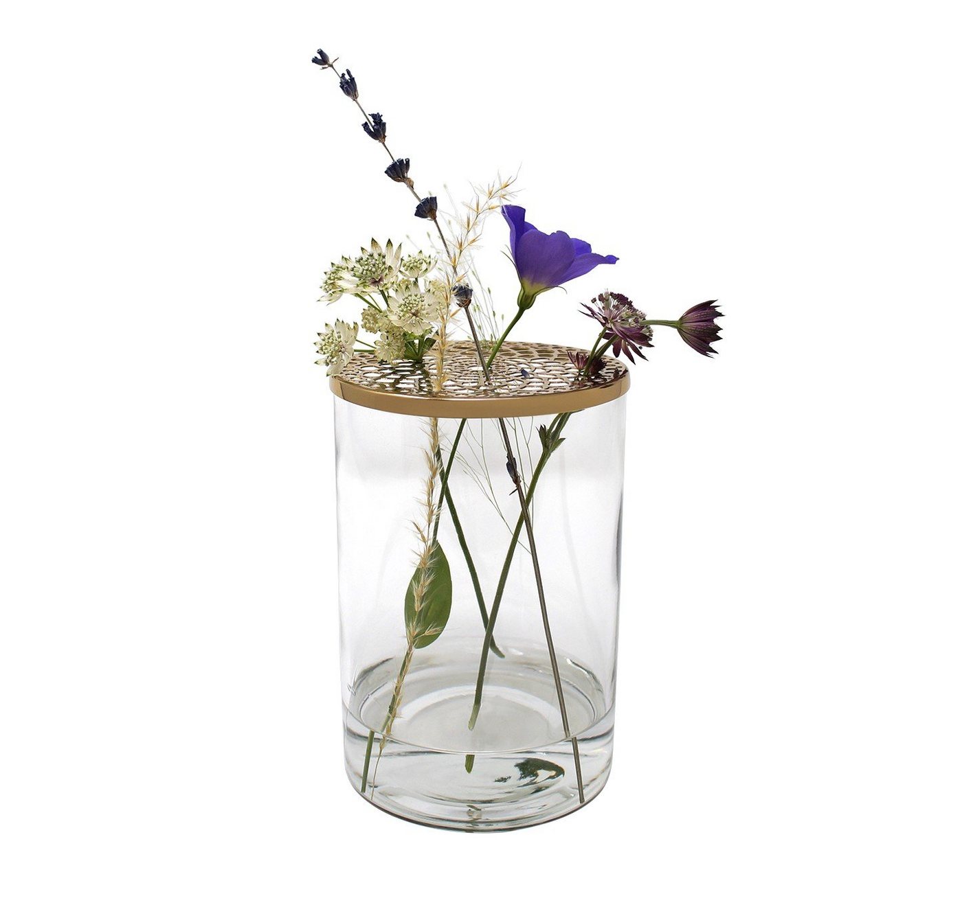 LaLe Living Dekovase Buket mit Deckel in Gold Ø10 cm H:15,5cm, aus Glas und Eisen LaLe Living Dekovase Buket mit Deckel in Gold Ø10 cm H:15,5cm, aus Glas und Eisen von LaLe Living