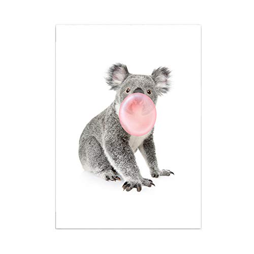 LaLe Living Hochwertiger Leinwanddruck mit süßem Koala Bild als Motiv (ohne Rahmen) - Kunstdruck Moderne Poster Print Leinwandbild Wandbild Leinwand Plakat Deko (Weiß, 21 x 30 cm) von LaLe Living
