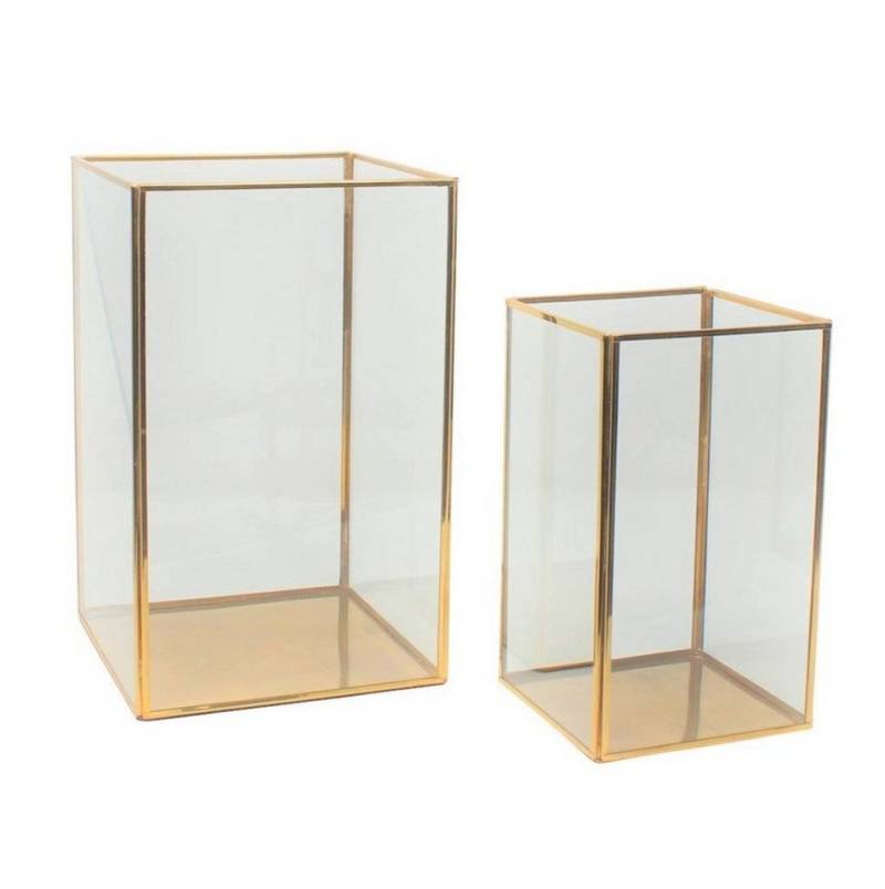 LaLe Living Dekovase Vintage Batu 2-teilig in Gold und Schwarz (Set, 2er-Set), Windlichter aus Eisen von LaLe Living