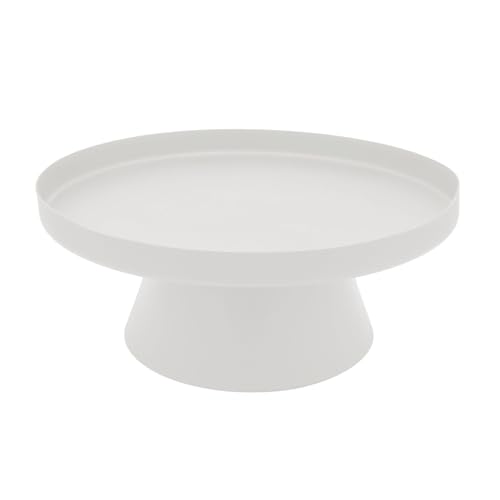 LaLe Living Ständer mit Dekotablett Enisa in Weiß, Ø 26 cm zur Verwendung als Serviertablett oder Tablett für Kerzen, Vasen oder Adventskranz von LaLe Living