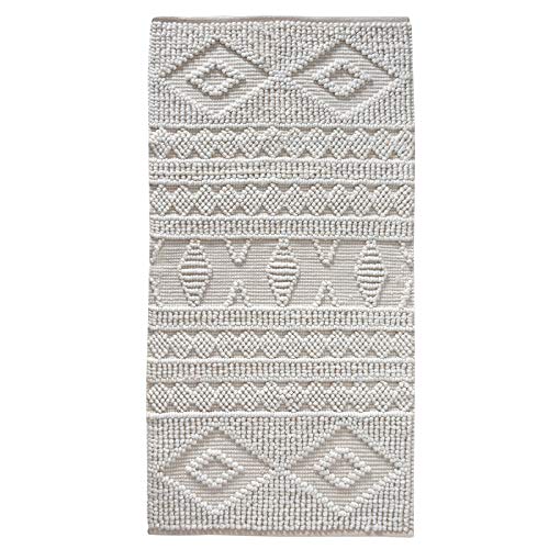 LaLe Living Teppich DOKU Gemustert in Elfenbein-Weiß aus nachhaltigen PET Garn, 150 x 80 cm für Hauseingang, Esszimmer, umweltfreundlich aus recycelten Materialien von LaLe Living
