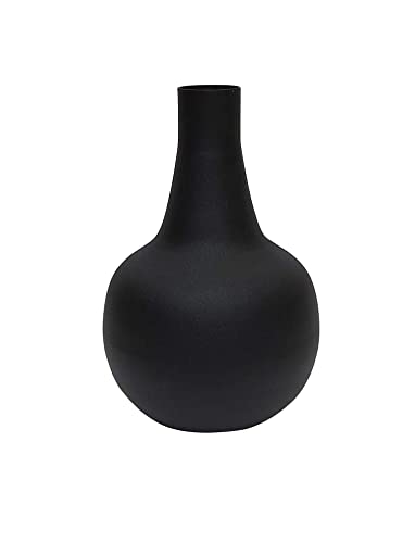 LaLe Living Vase Lamia in Schwarz, H: 23cm, Matte Oberfläche als dekorative Tischdeko Blumenvase im Wohnzimmer, Büro und Esszimmer von LaLe Living