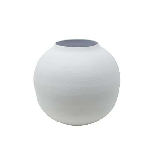 LaLe Living Vase Soyah aus Eisen in Schwarz und Weiß, Ø14,5x13,5cm Matte Oberfläche als dekorative Tischdeko Blumenvase im Wohnzimmer, Büro und Esszimmer von LaLe Living