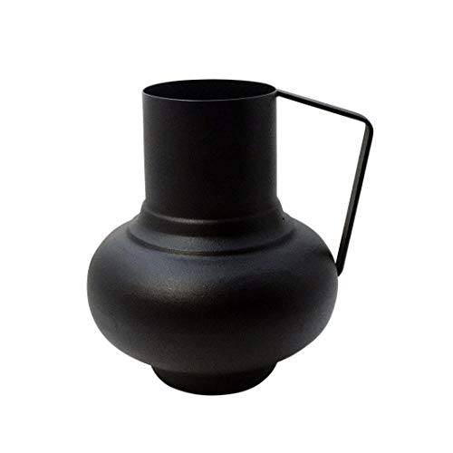 LaLe Living Vase Vaso in Schwarz mit strukturierter Oberfläche aus Eisen, Form Krug 16 x 18 cm als dekorative Tischdeko oder Blumenvase im Wohnzimmer, Büro und Küche von LaLe Living