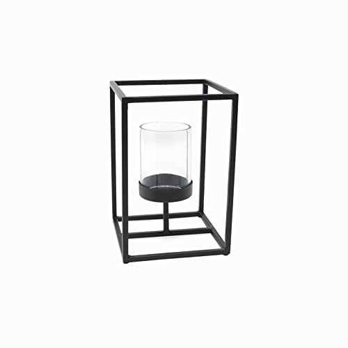 LaLe Living Windlicht Anila aus Eisen in Schwarz, 10 x 15 cm für Teelichter Moderne Form für Indoor von LaLe Living