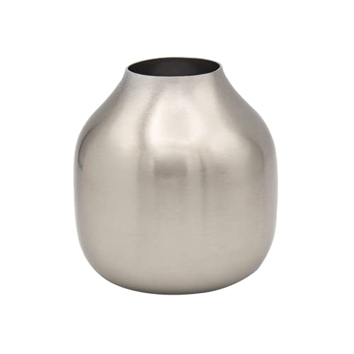 LaLe Living kleine Vase - Basit - aus Eisen in Silber, Maße Blumenvase Ø8x10cm als Mini Deko auf dem Schrank, Regal oder als Tischdeko auf deinem Esstisch von LaLe Living