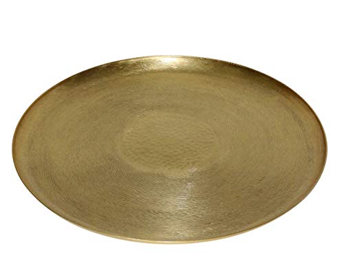 LaLe Living orientalisches Tablett - Tepsi - rund aus Eisen in Gold, Ø37cm zur Verwendung als Serviertablett oder Dekotablett für Kerzen, Vasen oder Adventskranz von LaLe Living