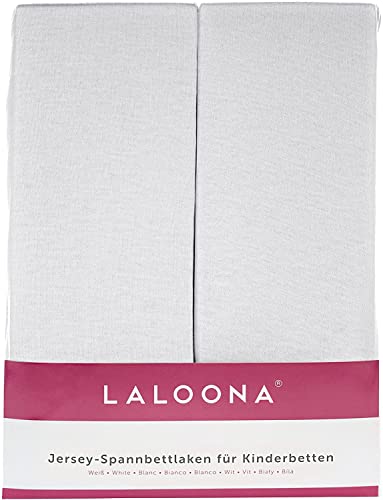 LaLoona Bettlaken für Matratzen 60x120 / 70x140 cm - 2X Spannbetttuch Jersey aus 100% Baumwolle für Babybett und Kinderbett, Oeko-TEX® schadstoffgeprüft - 2 Stück (Weiß) von LaLoona baby bedding